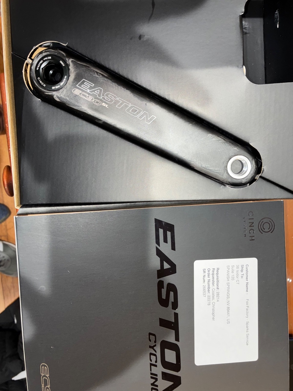 Easton EC90 SL Carbon Crankset – 175mm Direct Mount CINCH Spindle Interface