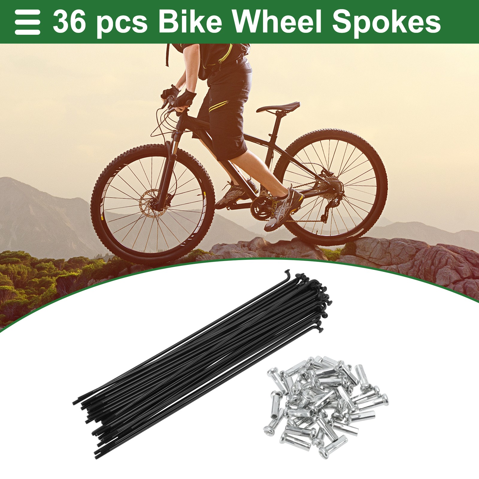 1 Set 14G 159mm Length Bicycle Spokes Nipple Carbon Steel Black Universal