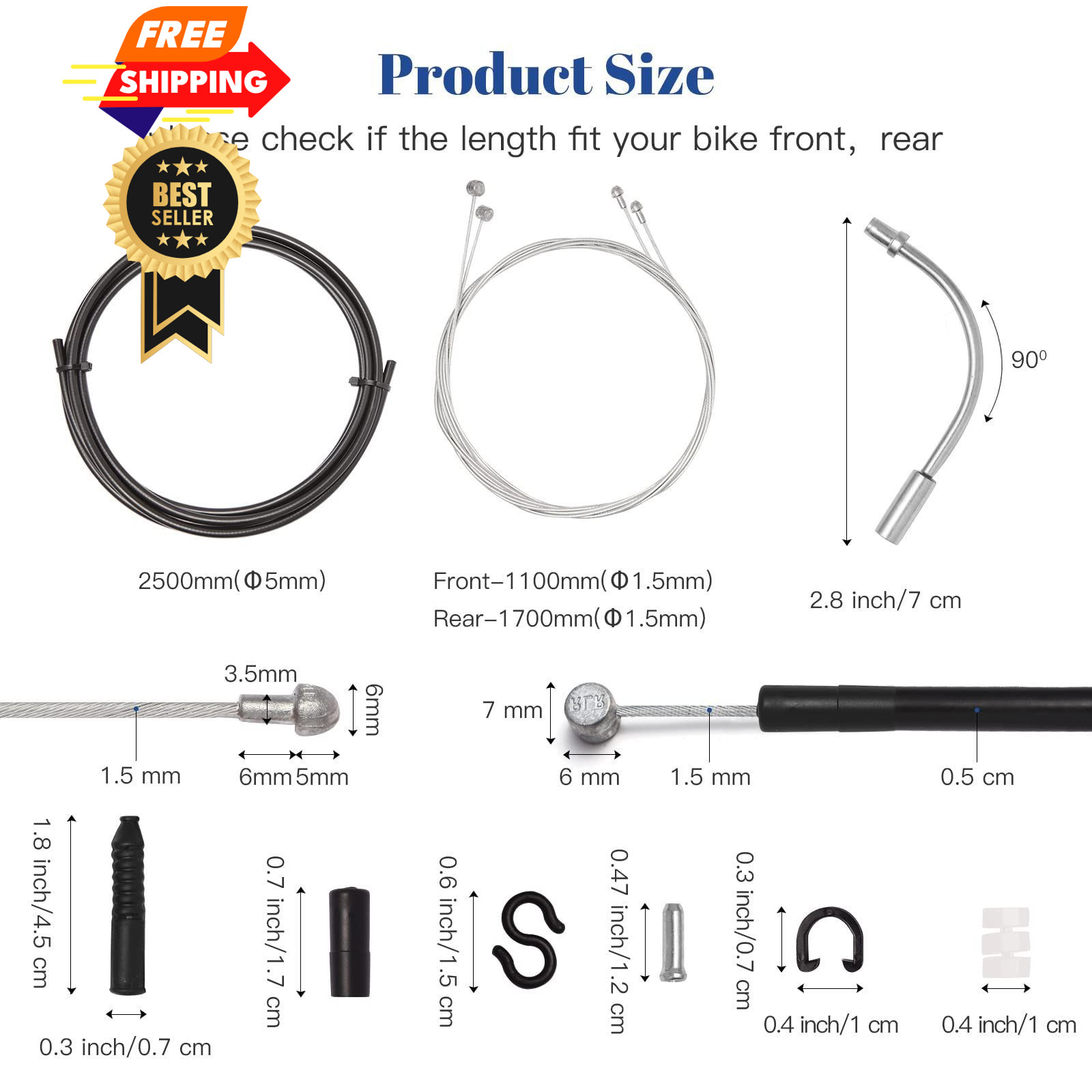 Universal Bike Brake Cable Housing Kit With 1 As shown in the picture, Black