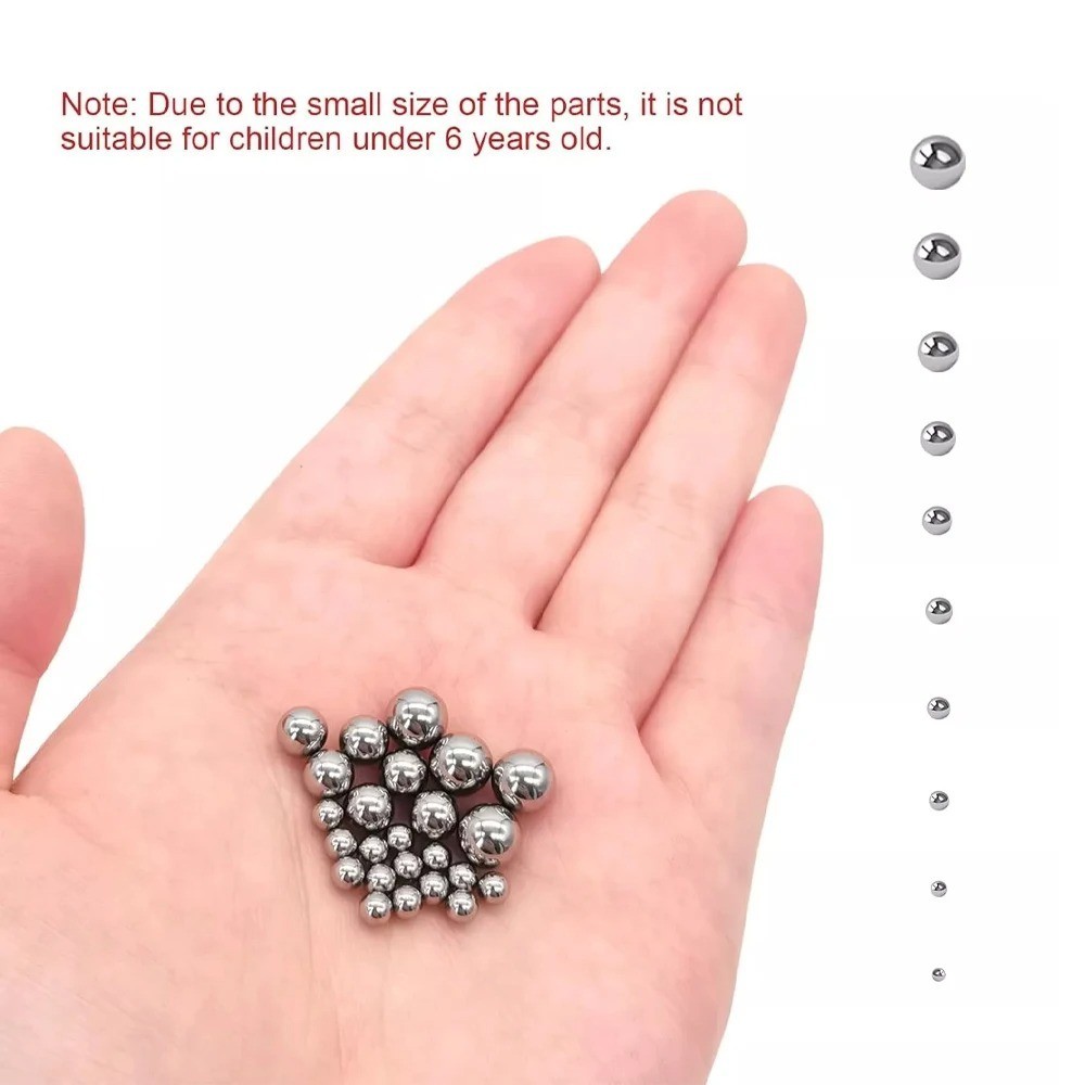 50PCS 304 Stainless Steel Bearing Balls Precision Solid Steel Ball Assortment