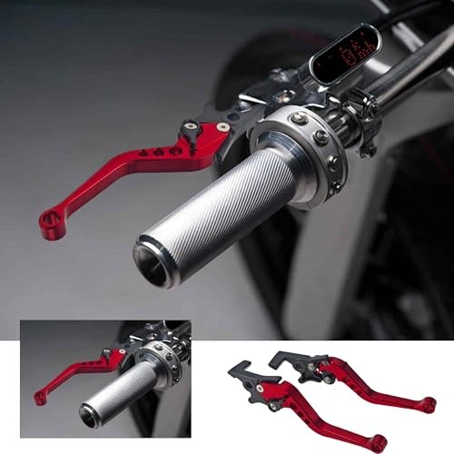 1 Pair 22mm 7/8″ CNC Aluminum Motorcycle Clutch Disc Brake Lever Handles, Red