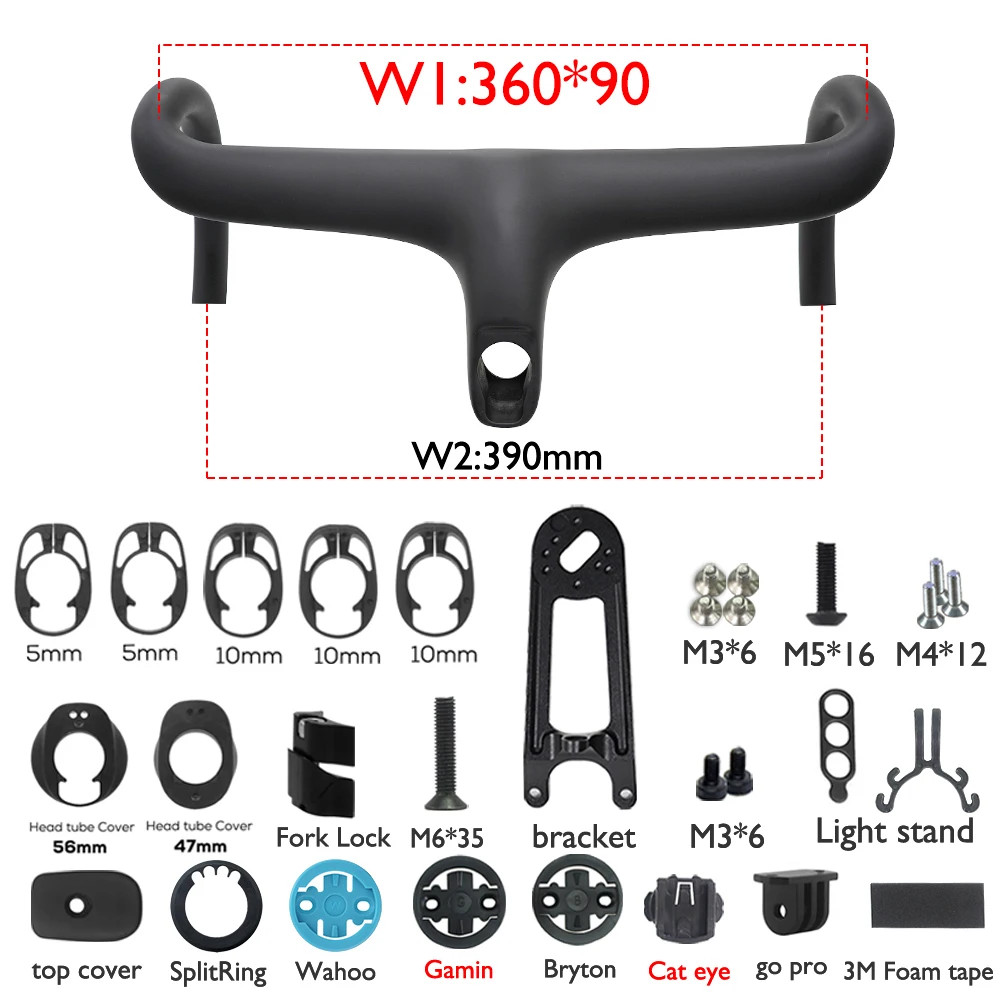 Full Carbon Integrated Road Bike Drop Bar Internal External Routing 28.6mm Clamp