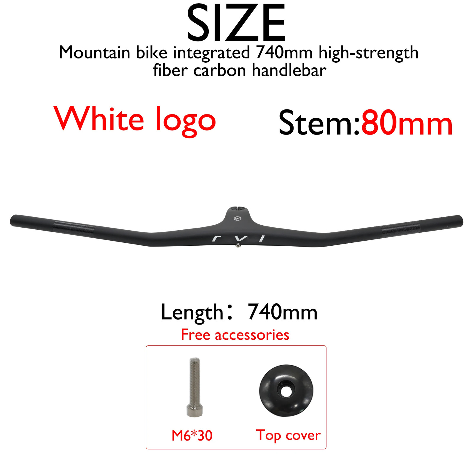 Light Weight Carbon Fiber Integrated MTB Bicycle Handlebar 28.6mm 740mm