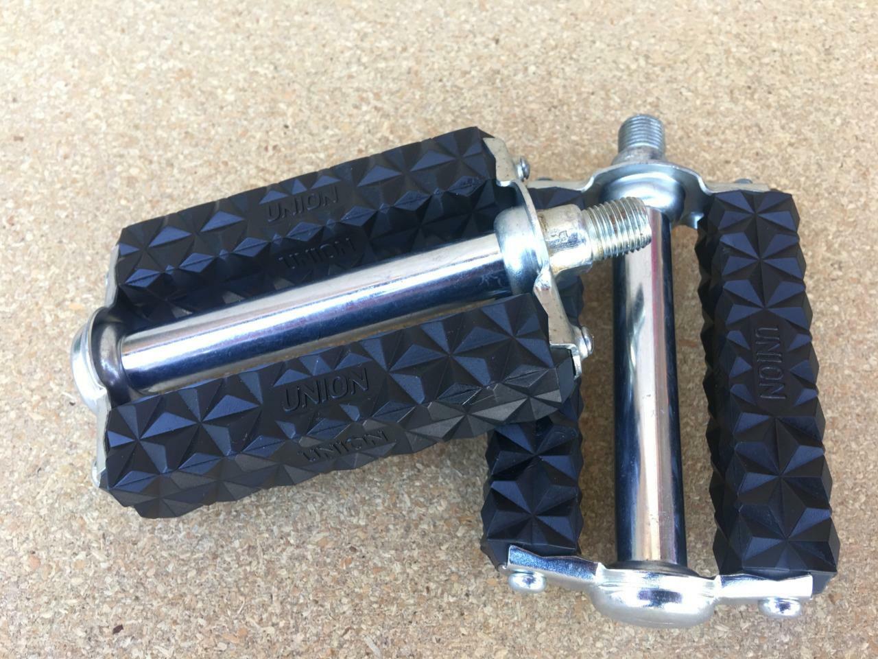 NEW 1/2″ Classic UNION WAFFLE BLOCK Pedals for 1-piece Cranks Schwinn Old School