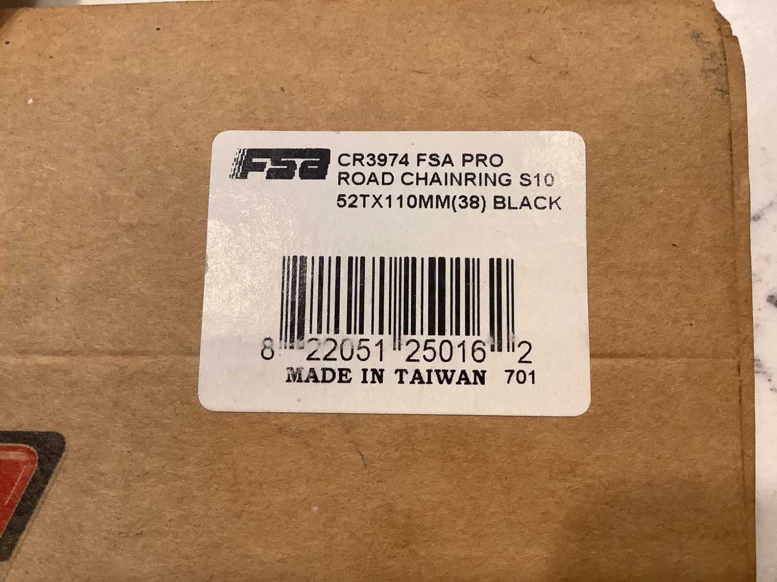 FSA Pro Road 52T x 110mm Chainring S10 Black