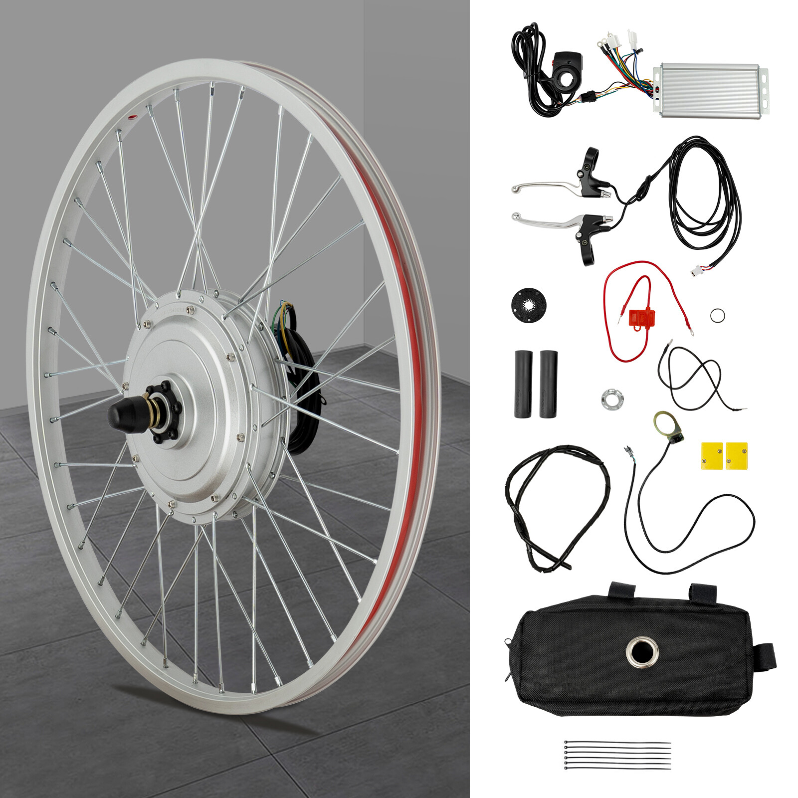 24″ 36V 750W Electric Bicycle Conversion Kit Front Wheel Kit Ebike Hub Motor Set
