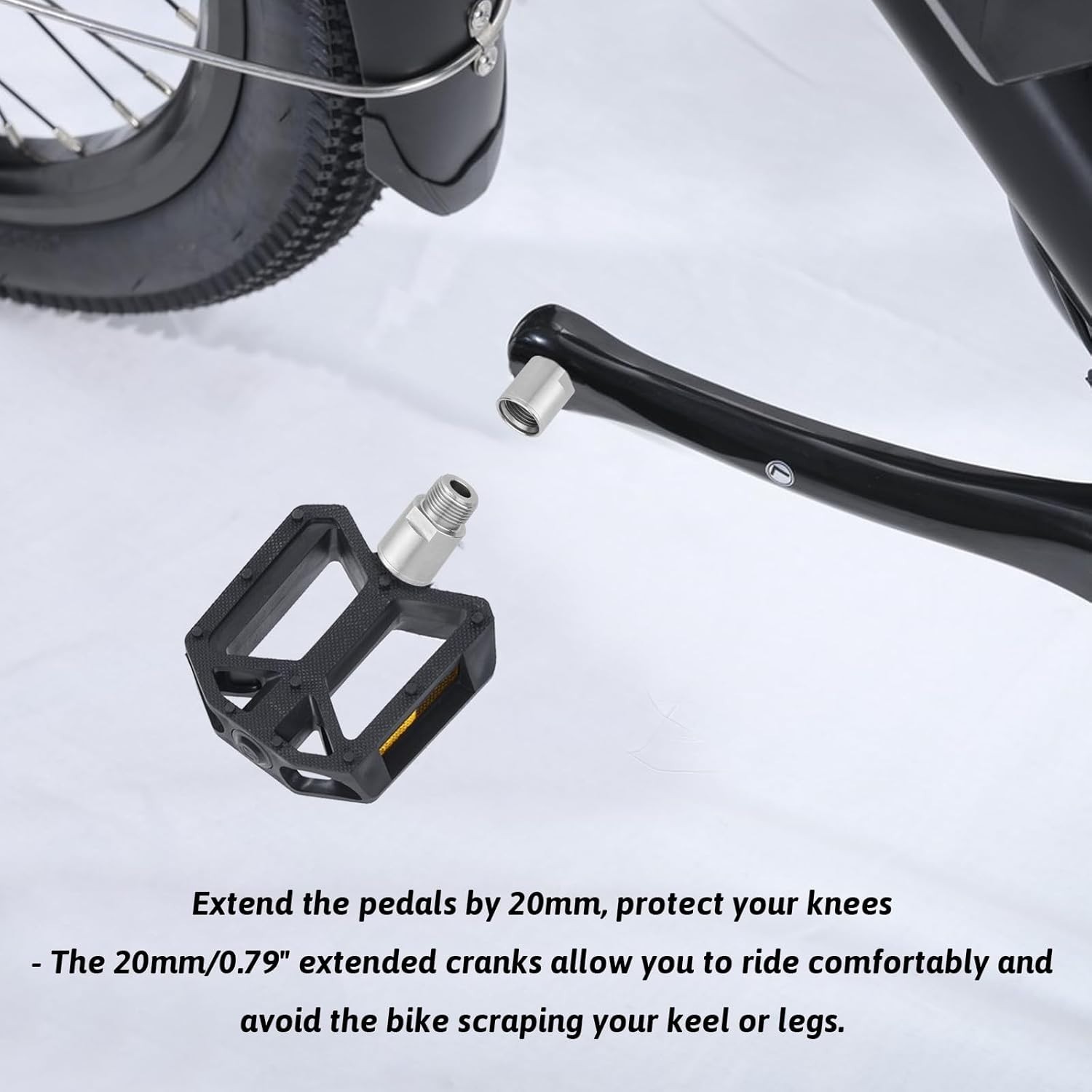 Bike Pedal Extenders 1 Pair Steel 9/16″ Spindle Adapter Extend 20mm 0.79in