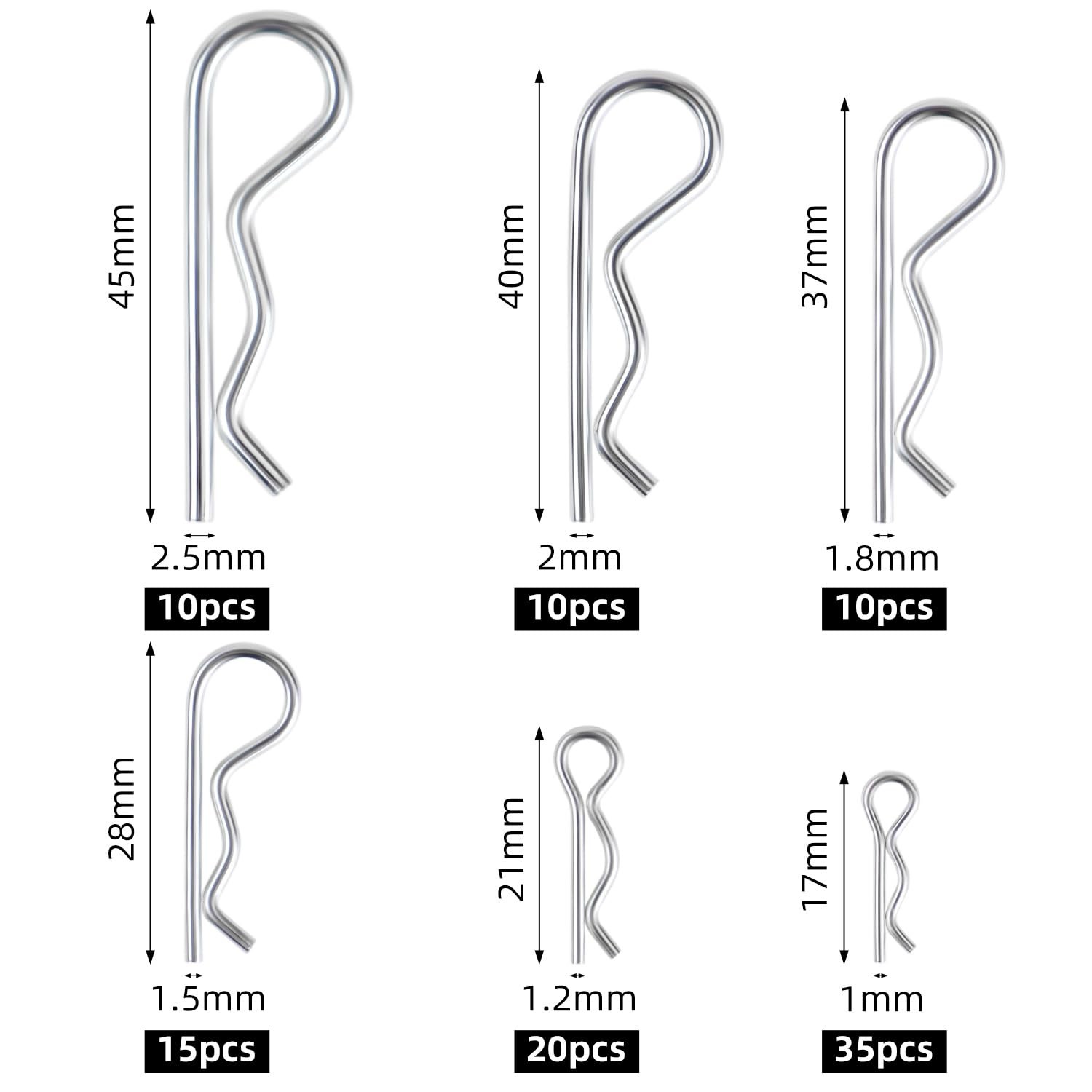 100 Pcs Cotter Pin R Pins Carbon Steel R Clips Zinc 0.5 inches x 1