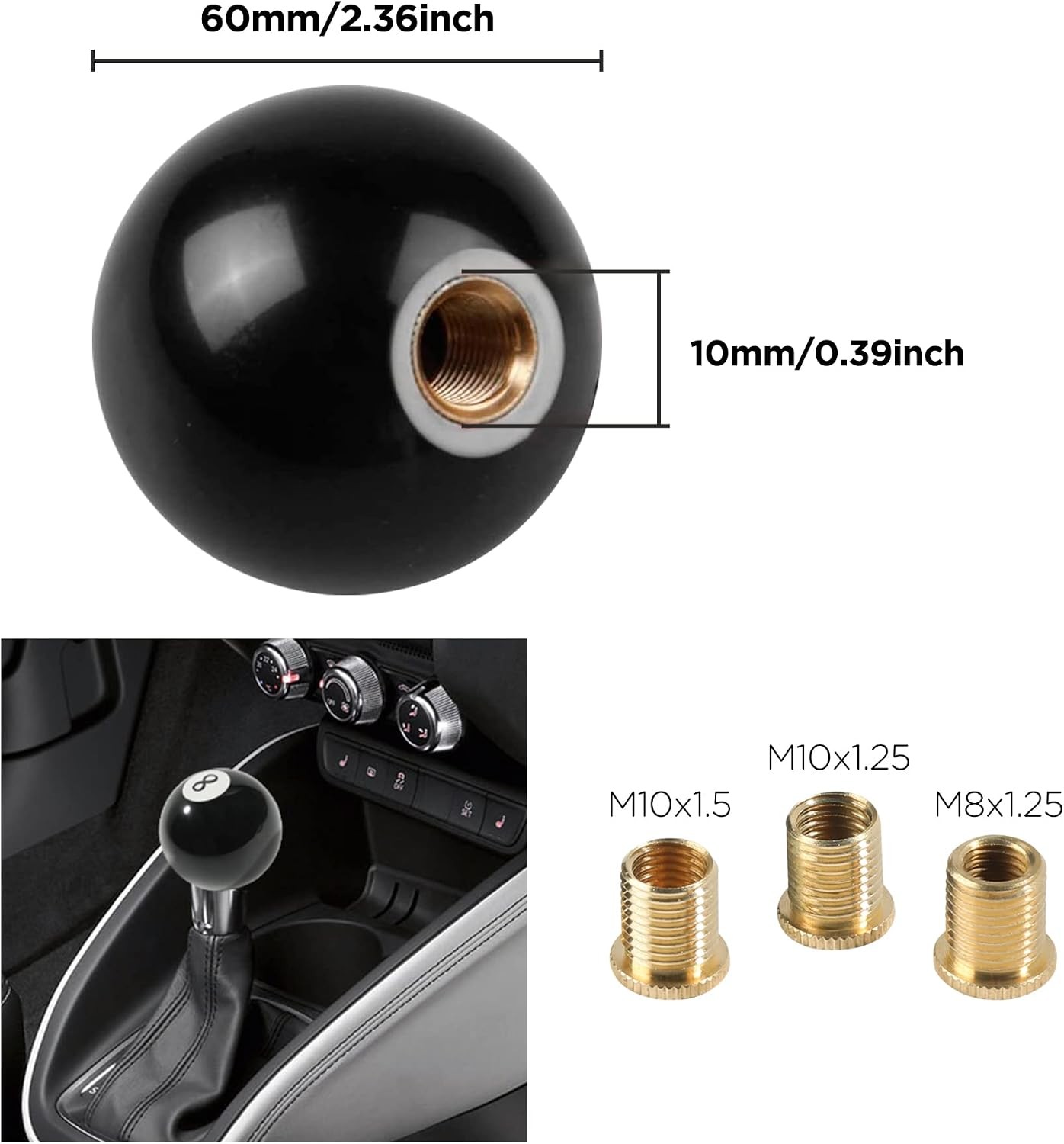 Shift Knob Manual Gear,Round Shift Knob Acrylic Gear,4 5 6 Speed Universal Shift