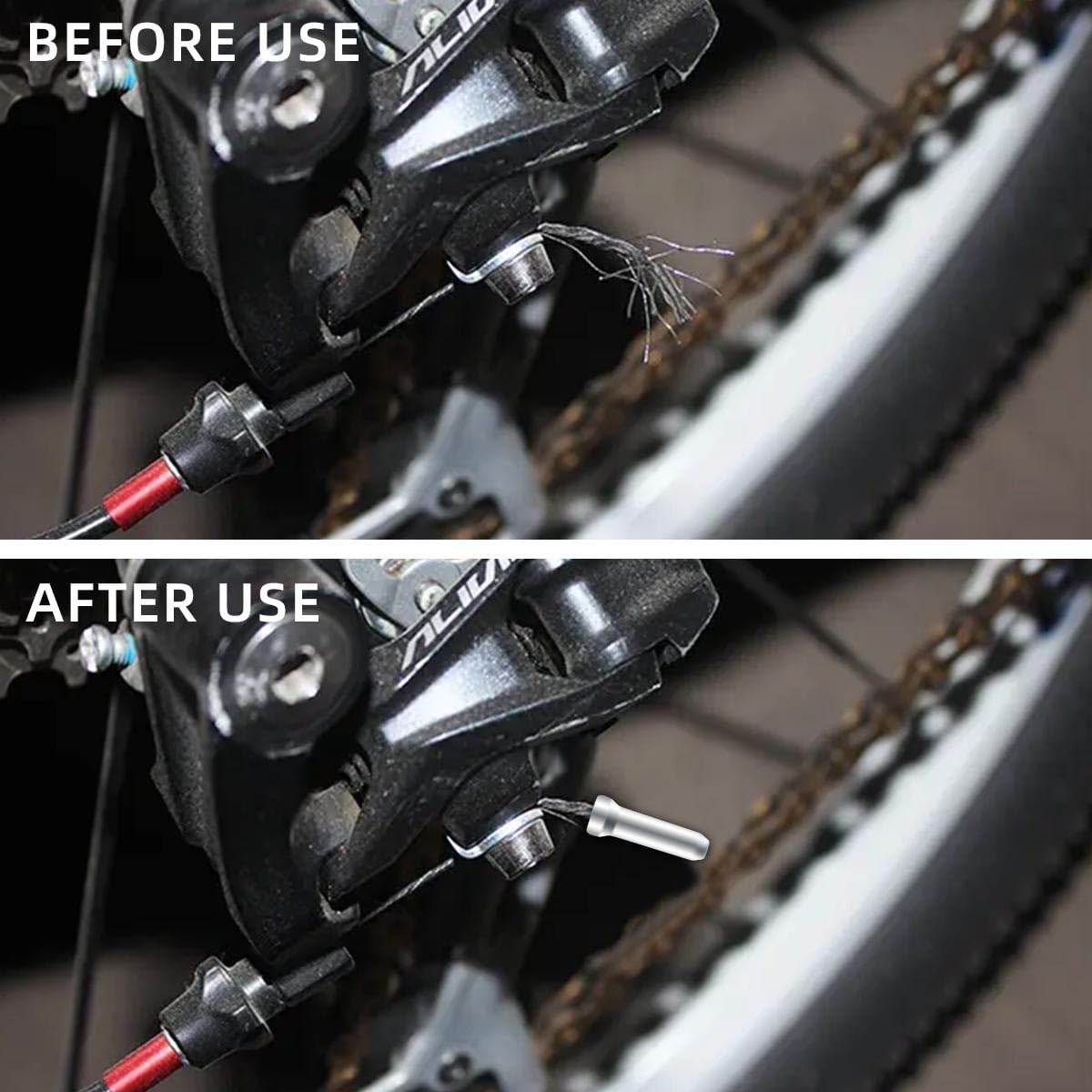 100 Pcs Bike Brake Cable End Caps Crimps Small, silver