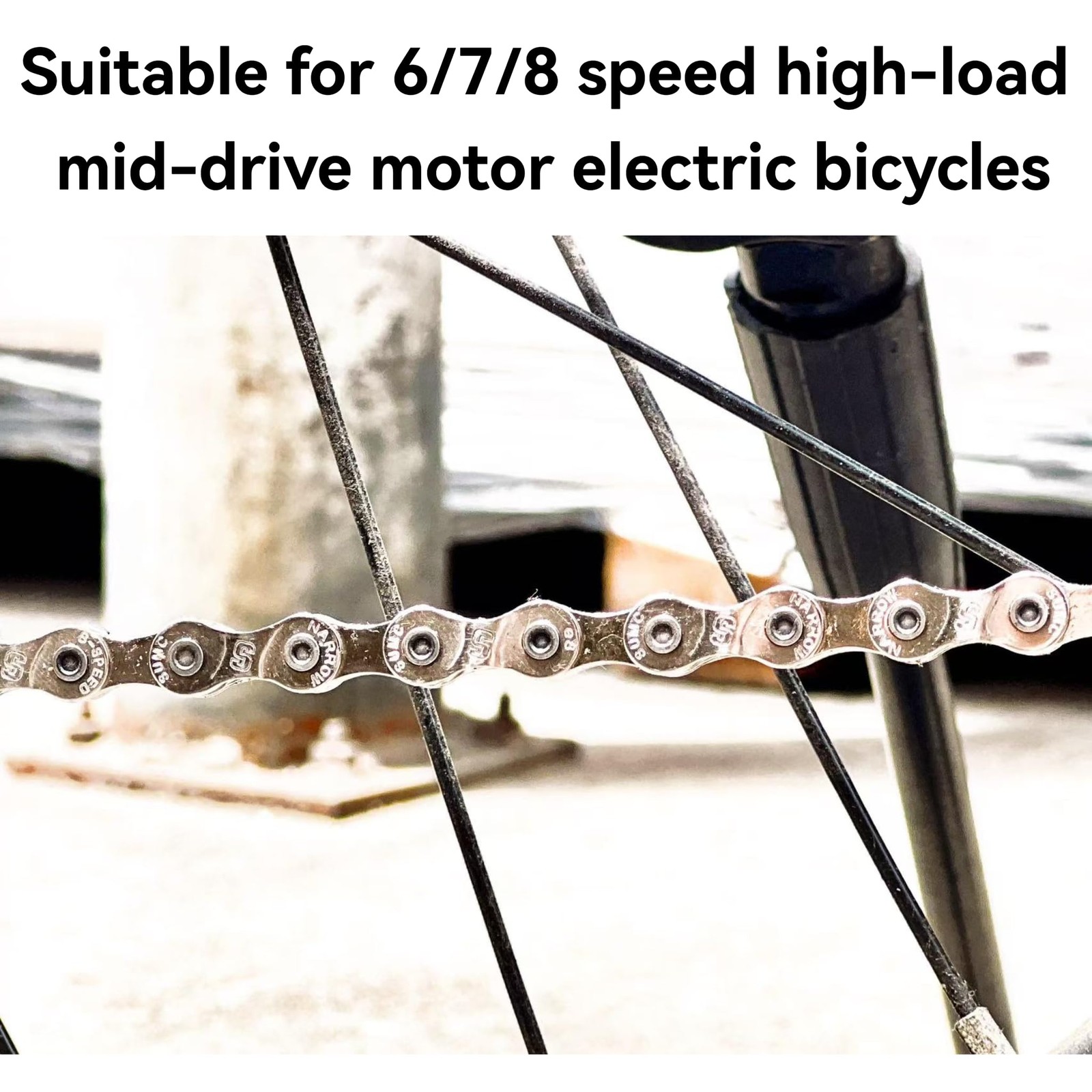 Heavy Duty Ebike Chain, Mid Drive Electric Bike 6/7/8 Speed