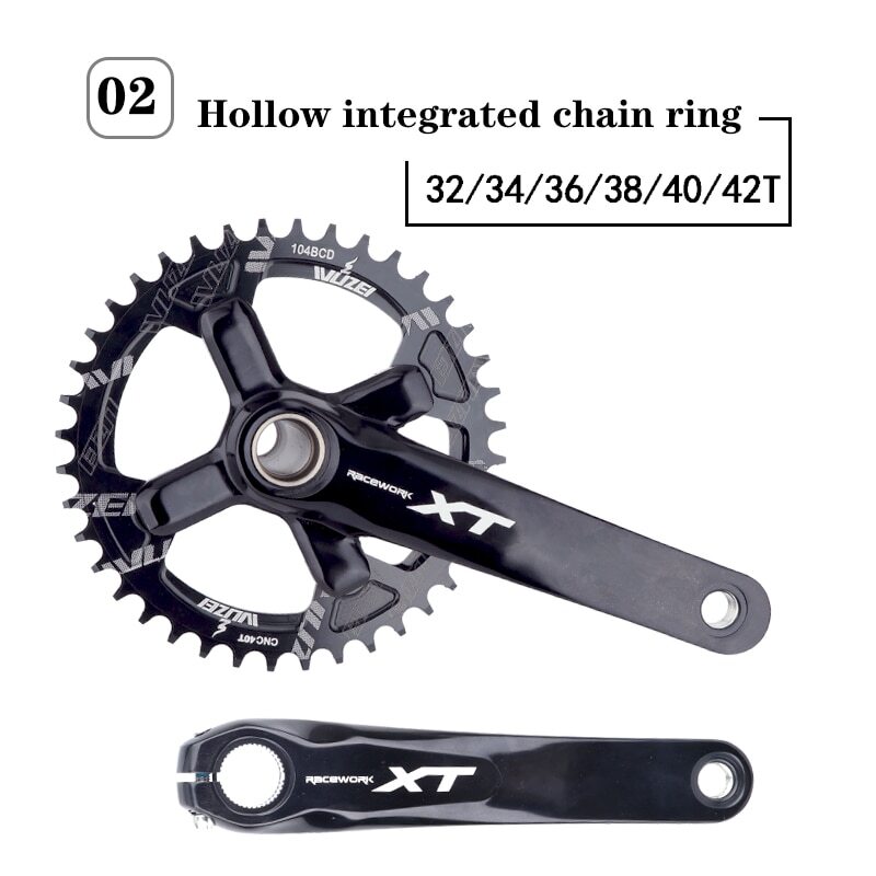 170/175mm 104BCD Crank Arms Mountain Bike Crankset Chainring 32/34/36/38/42/42T