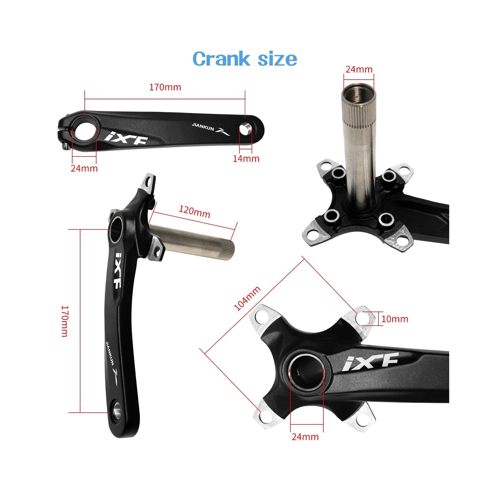 ZTZ Mountain Bike 170mm Crankset with 104 BCD 32/34/36/38T Chainring, Aluminu…