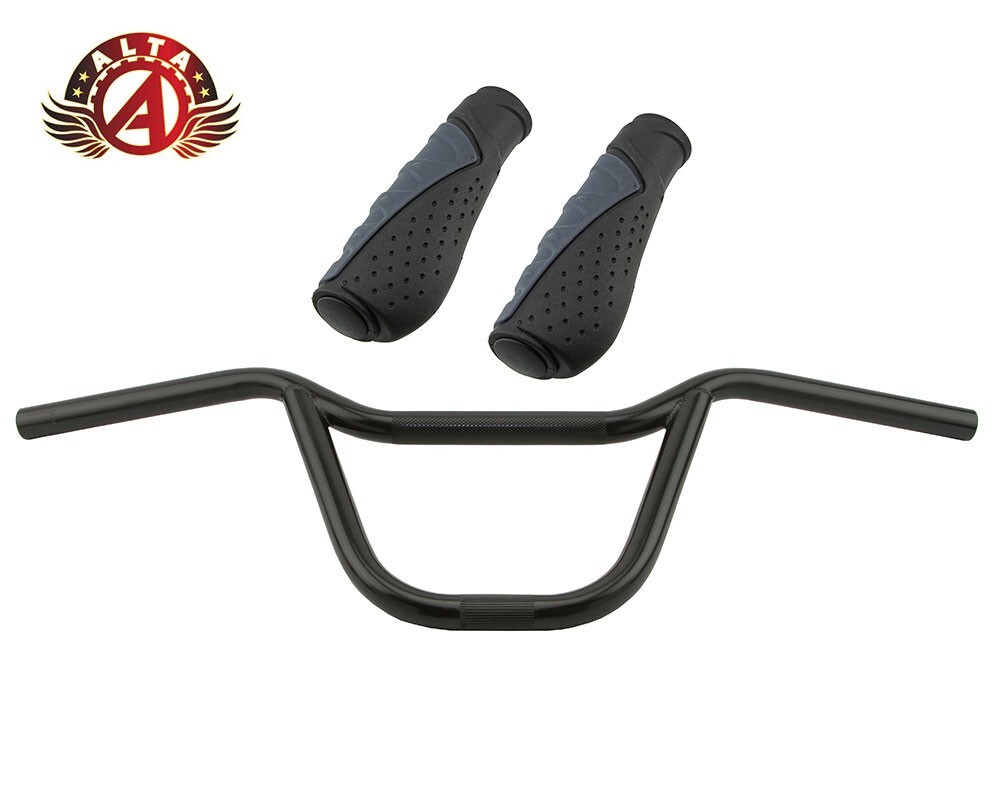 ALTA U-Bar Old School Classic Black Handlebar W/ 135mm SPORTY ERGONOMIC GRIPS.