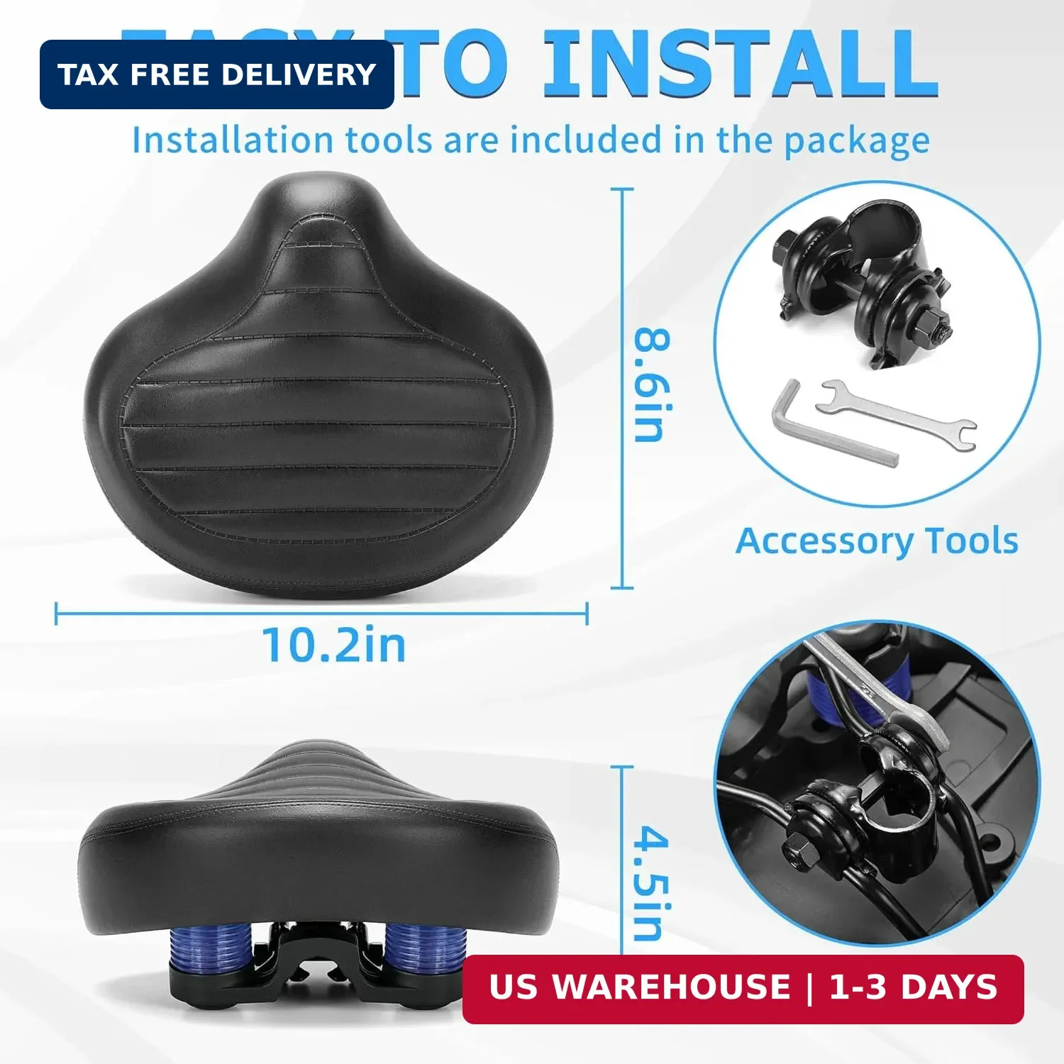CDYWD New Noseless Bike Seat for Men Women Comfort Wide, Large Soft Padded Bicyc