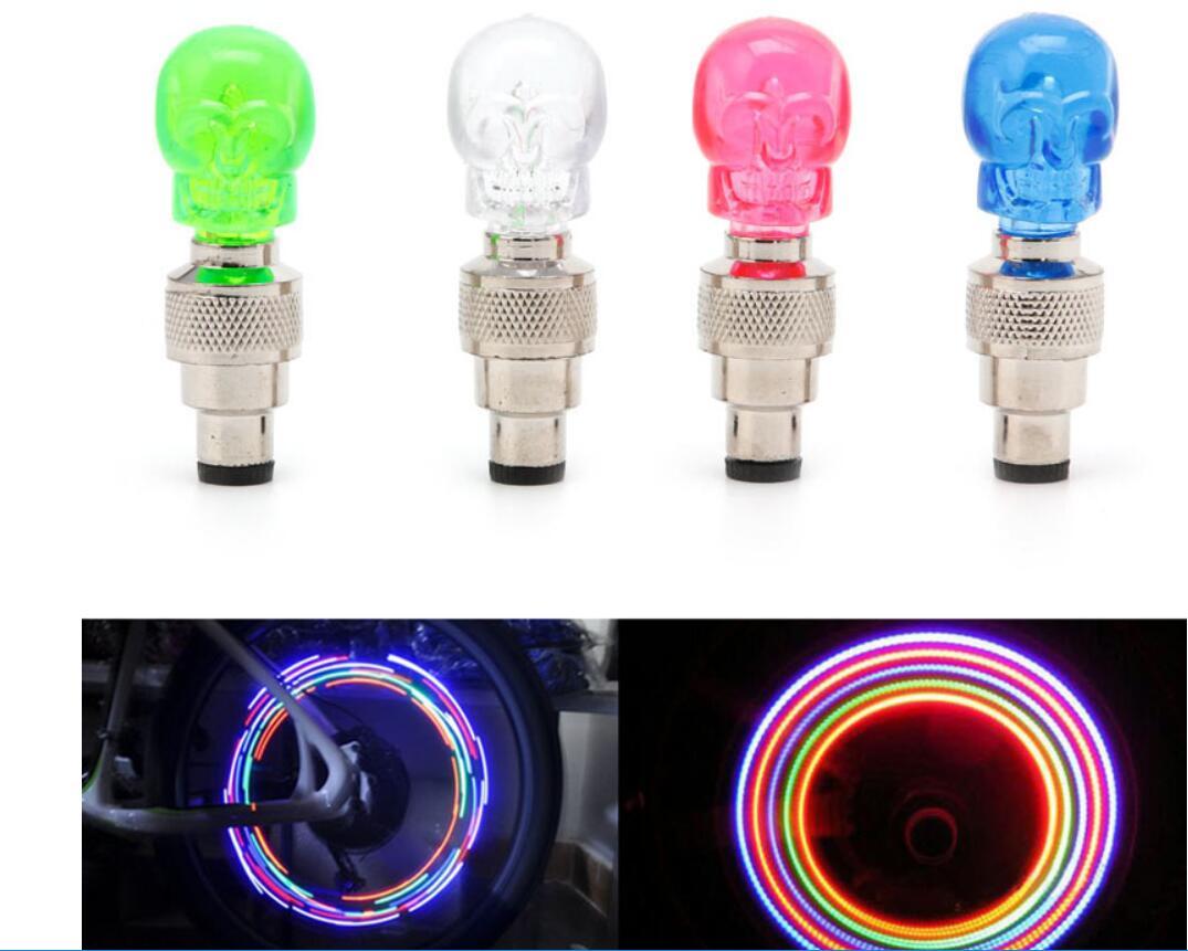 (ONE) SKULL head Valve Stem CAP LED Bike Bicycle Car Motorcycle Wheel tire Light
