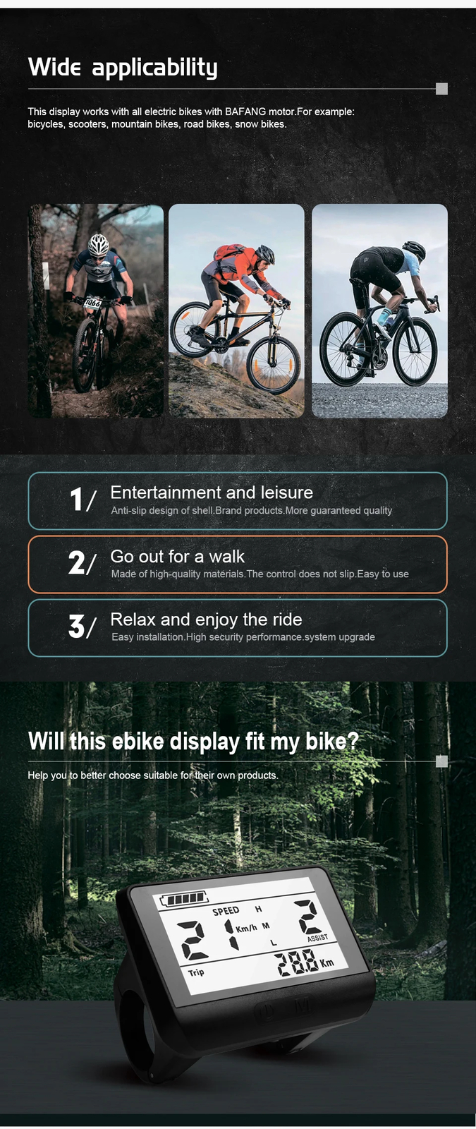 E-Bike LCD Display 760S UART Protocol for BBS01B BBS 02B BBSHD Mid Drive Motor