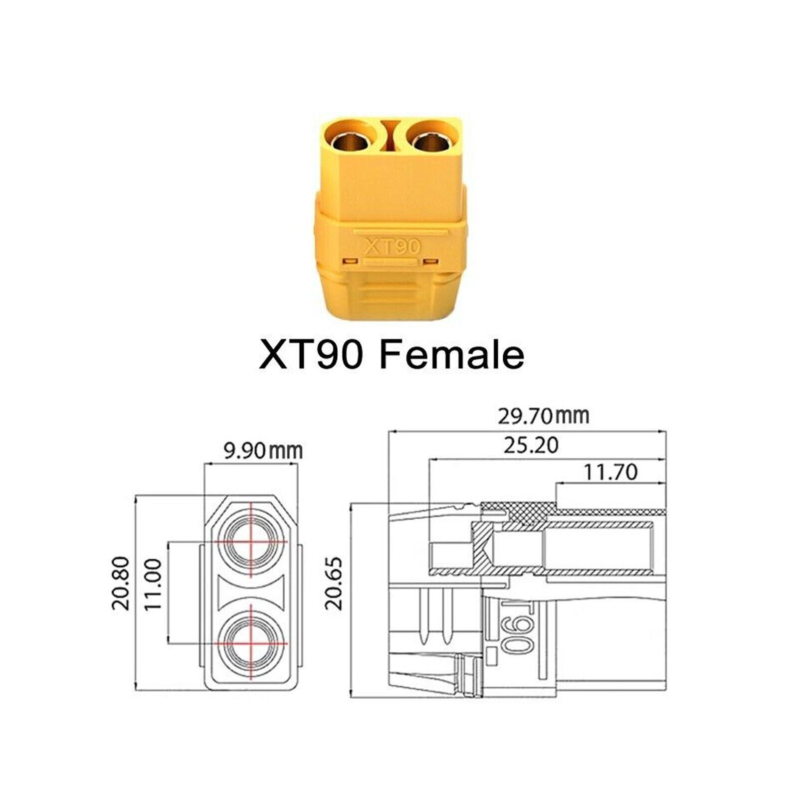 10AWG XT90 Female Connector Adapter Lead Battery Charge Cable Ebike Li Battery