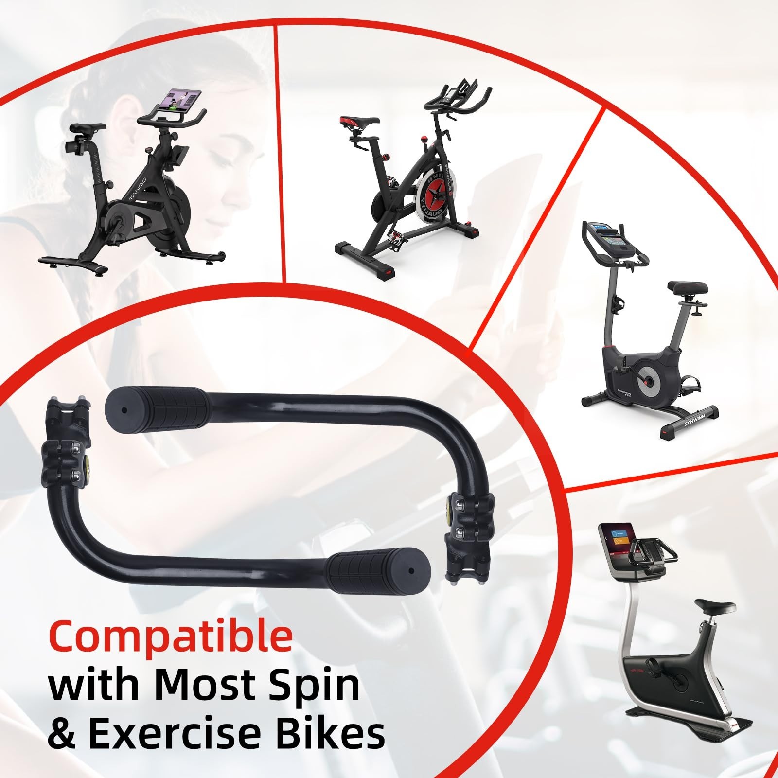 Adjustable Handlebar Extender for Indoor Exercise Bike – Non-Slip Grip Riser, Un