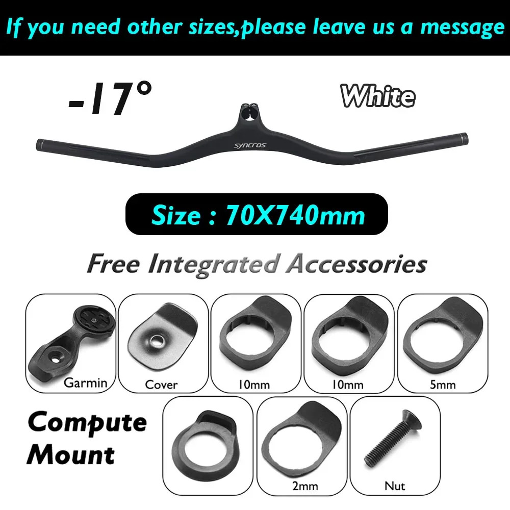 Full Carbon Fiber Integrated Mountain Bike Handlebar 28.6mm Clamp 740mm Width