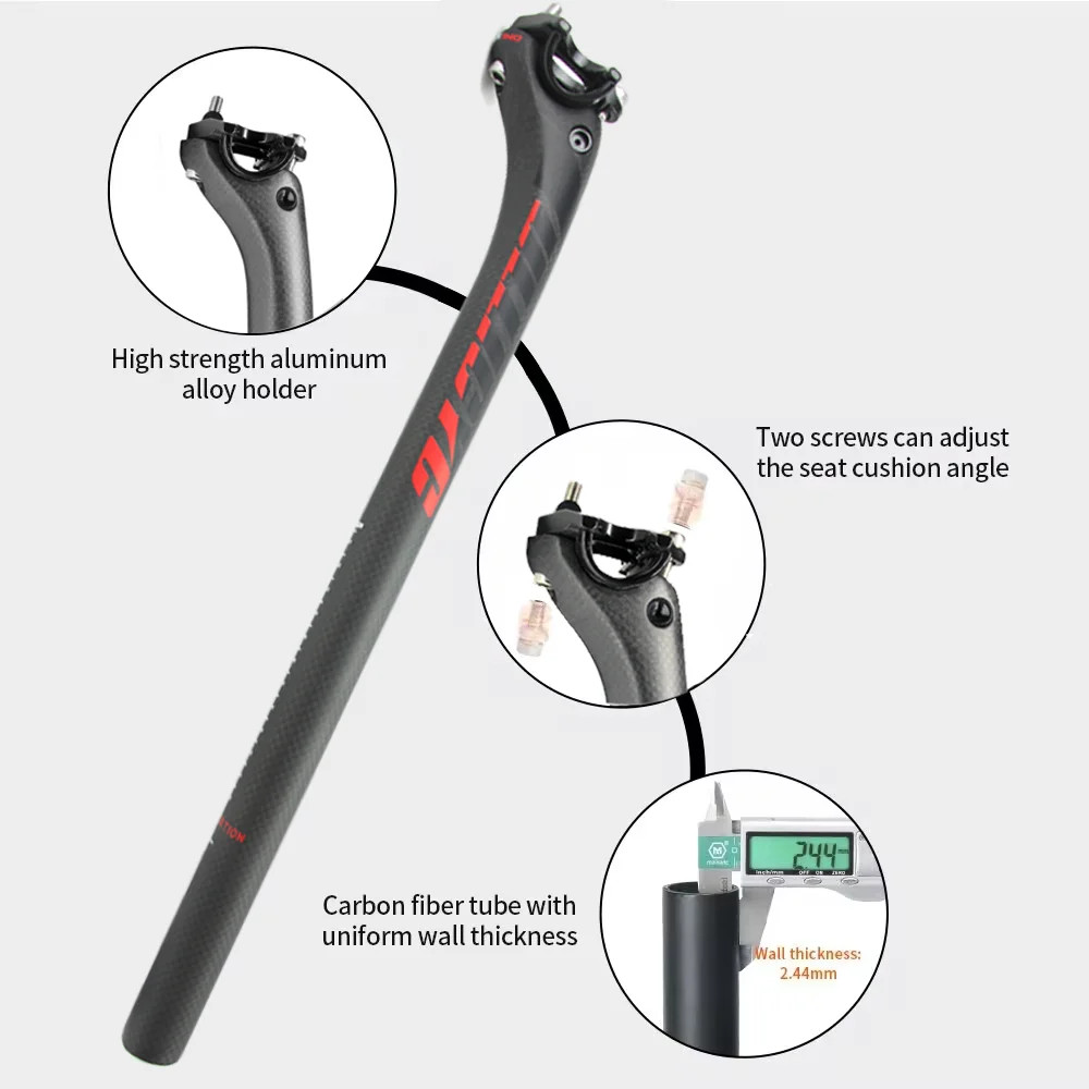 ULLICYC Carbon Fiber Seatpost 27.2/30.8/31.6mm 400mm Offset MTB Road Bike