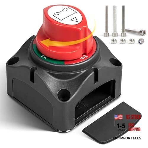 On-Off Battery Disconnect Switch DC 12V-48V 275A, Heavy Duty On-Off Switch