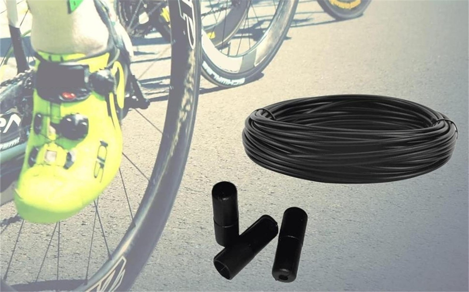 5mm x 50ft Bicycle Brake Cable Housing with 30 Cable End Caps – Black, Durable &