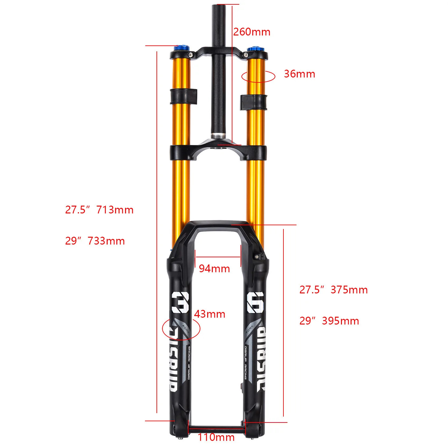 27.5/29 Inch Mountain Bike Dual-Crown Air Fork BOOST Thru Axle Suspension Fork