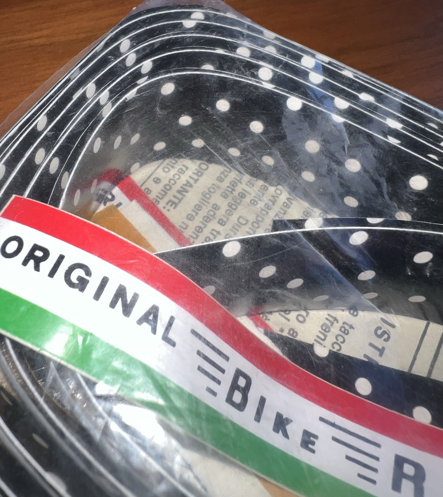 NEW/NOS Vintage Ambrosio Bike Ribbon Handlebar Tape – Black/White Polka Dot