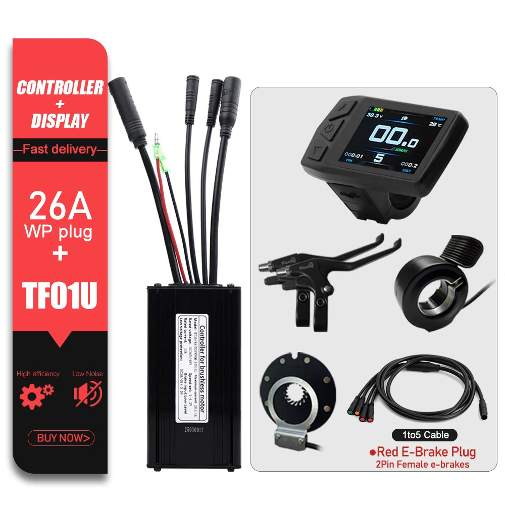 E-bike Controller 36V 48V 52V 26A Waterproof Sinewave Controller 500W 750W
