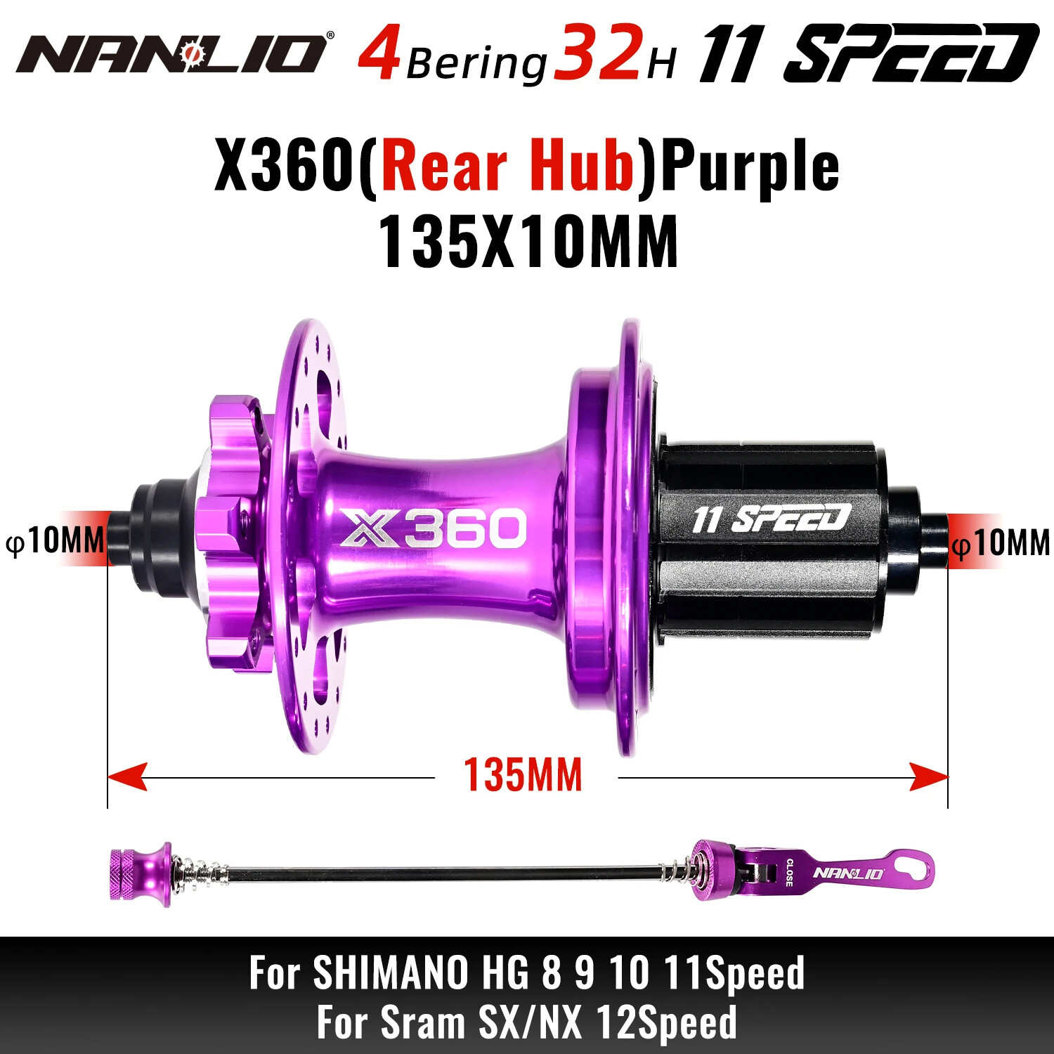 360T Noise Hub 8 Pawls 3 Ratchet 32H Sealed Bearings Bike Wheel Hub HG 8-11S