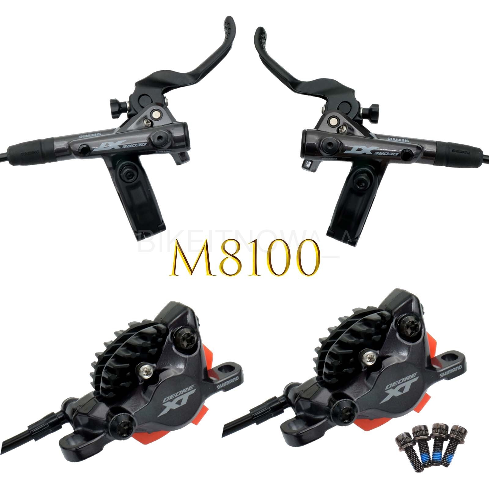 Shimano XT BL/BR-M8100 F+R Hydraulic Disc Brake Lever Pair, I-Spec EV,900/1600mm