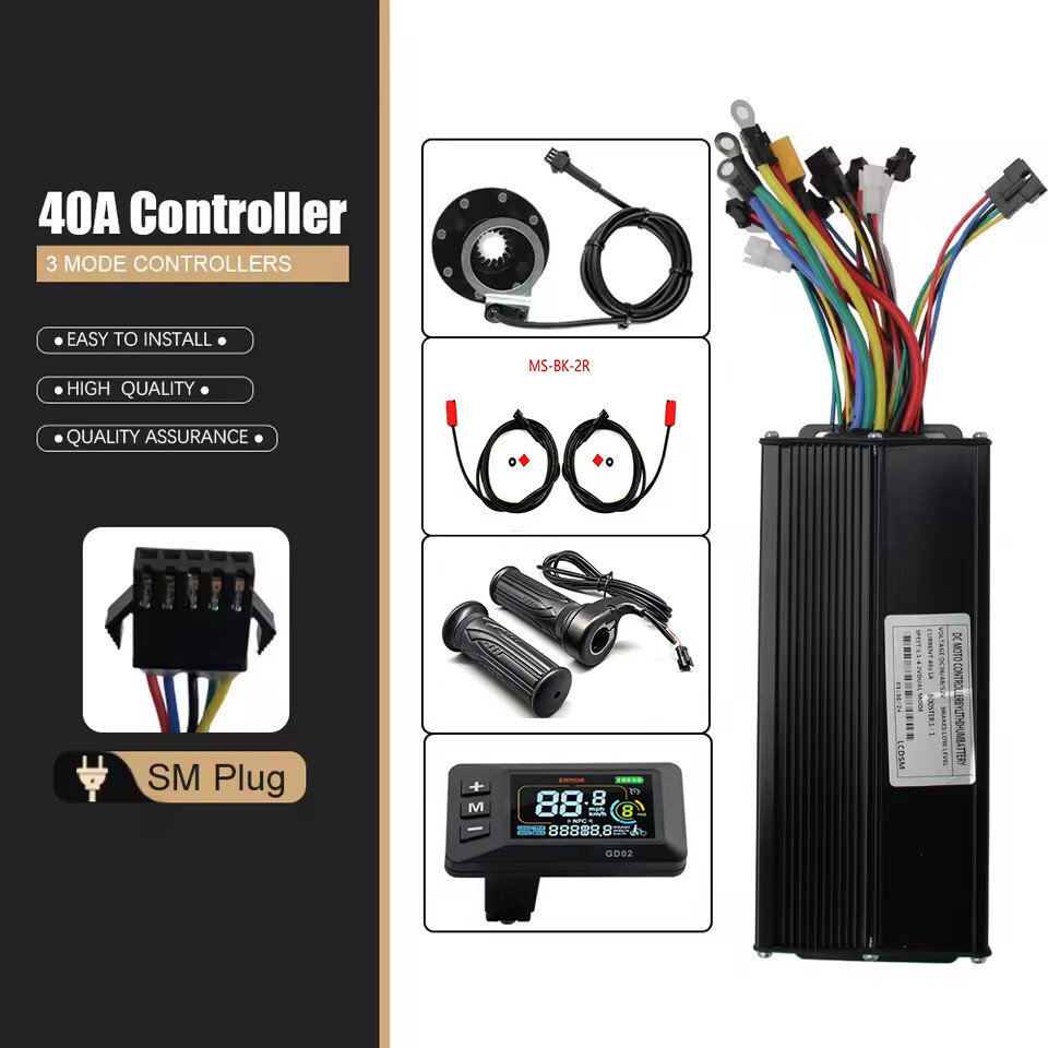 E-bike 40A 3-Mode Sine Wave Controller 36V 48V 1500W 2000W with LCD Display Set
