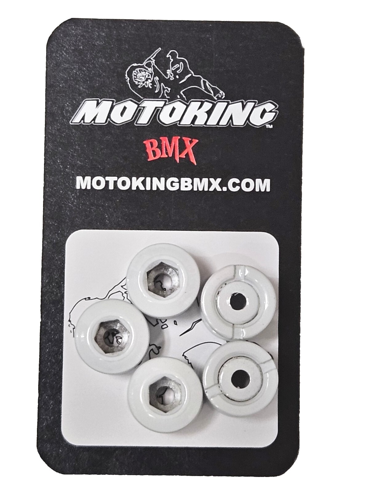 MOTOKING BMX PACK 5 ALLOY CHAINRING BOLTS 8.5X4MM WHITE