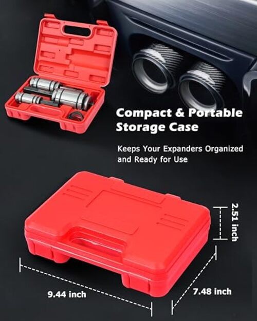 Upgraded 3 Pcs 1-1/8 inch to 3-1/2 inch Exhaust Pipe Expander Tool Orange-red