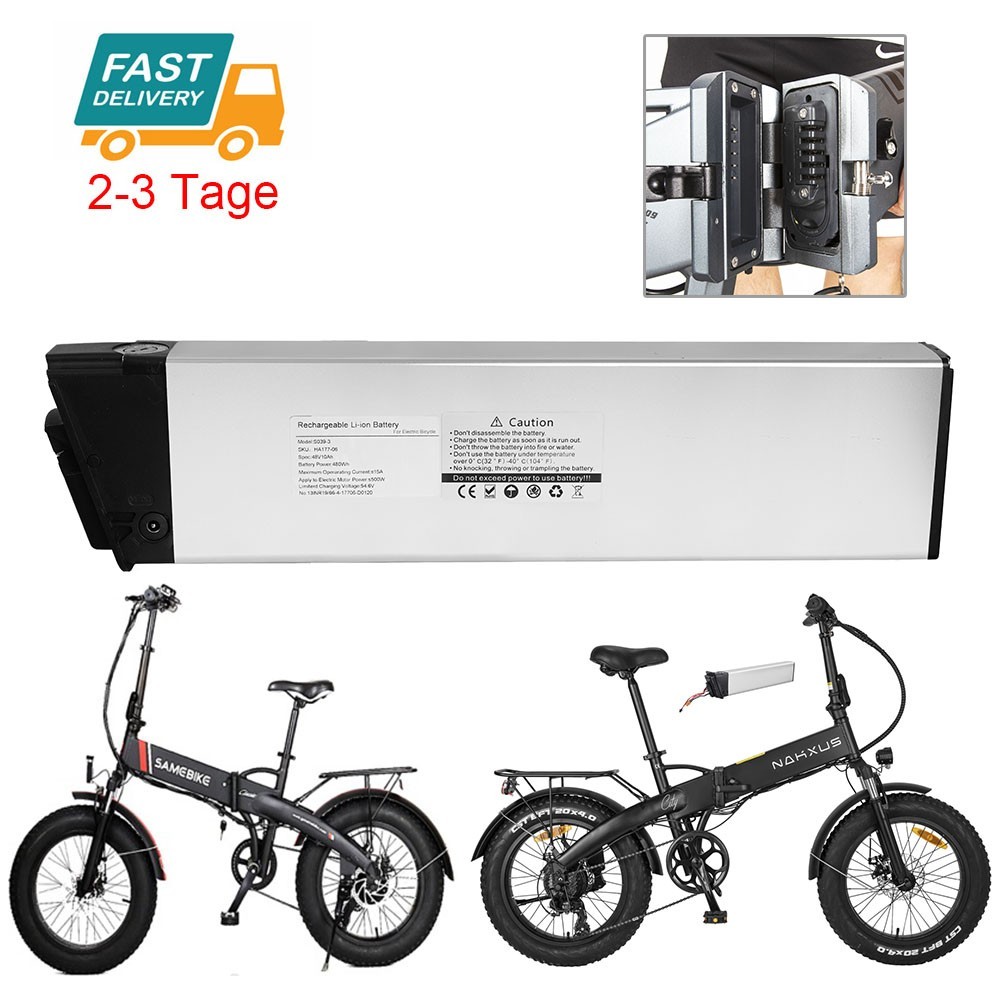 For SAMEBIKE E-Bike 48V 10Ah 480Wh Pedelec Elektrofahrrad Li-ion Akku Batterie