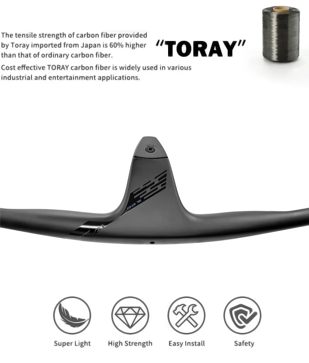 Full Carbon Fiber Internal XC Mountain Bike Handlebar -17 Degree 28.6mm Clamp
