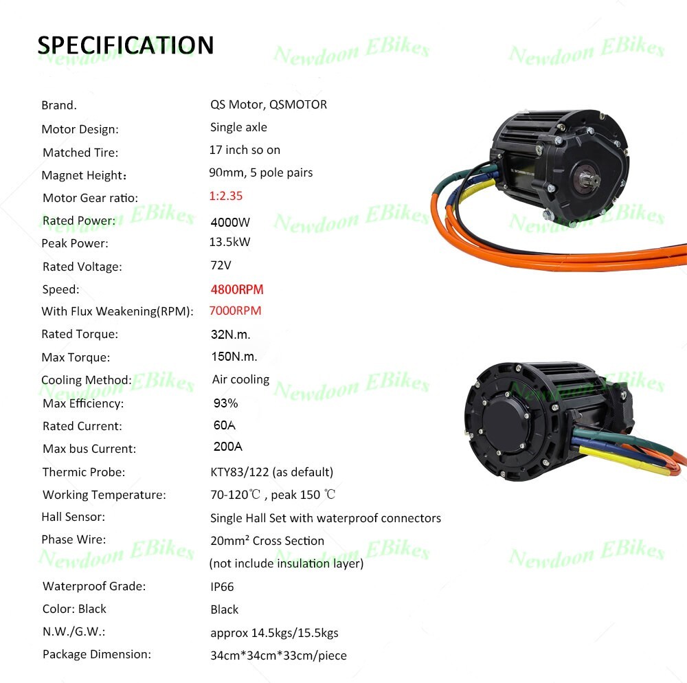 QS138-C 90H 4000W V3 Mid Drive Motor with Internal Gear Box 1:2.35 Ratio