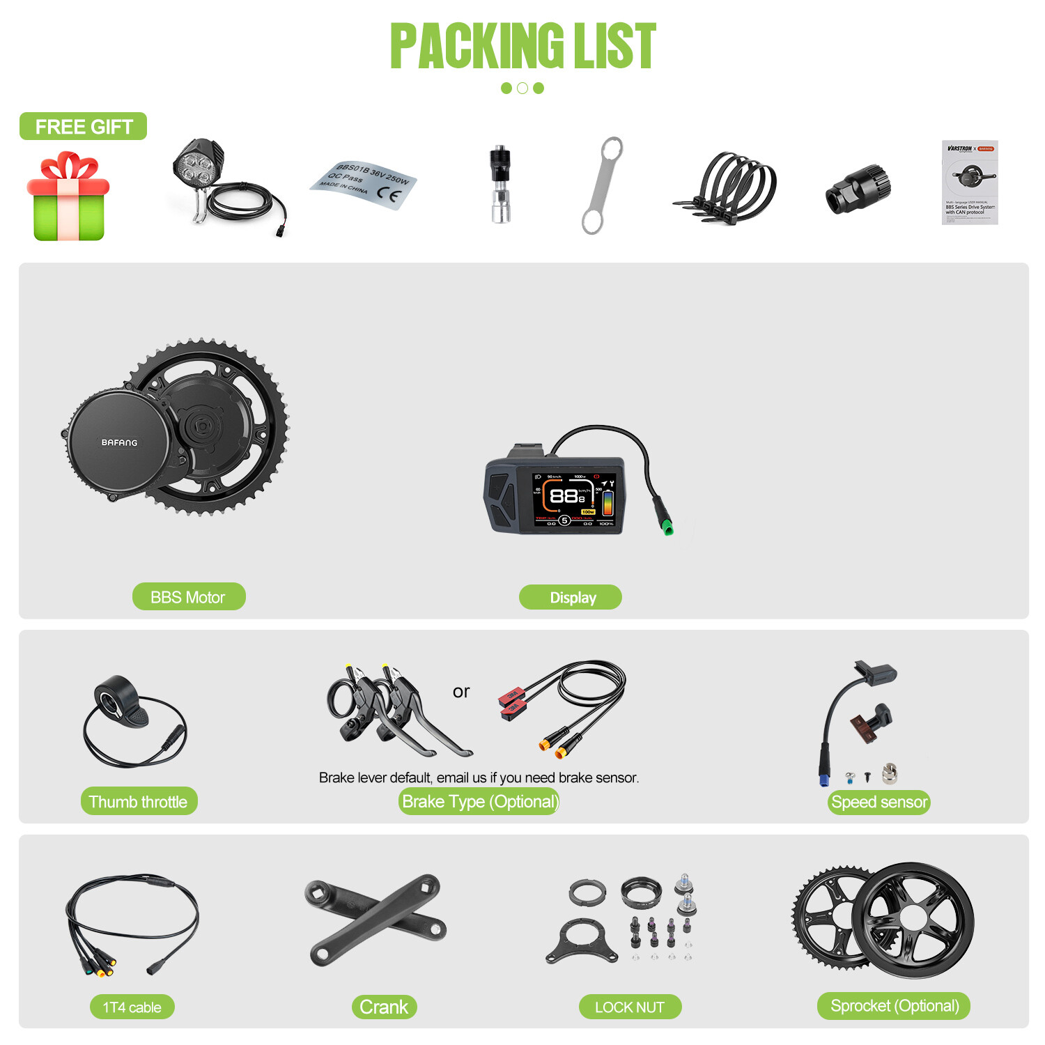 48V1000W 68mm Bafang EKD01 Mid Drive Motor Ebike Drive Conversion Kits US STOCK