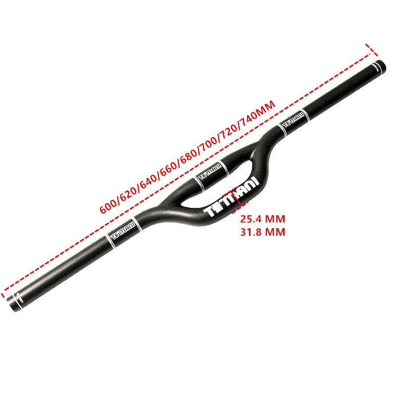 3K Full Carbon Bicycle Handlebars MTB Folding Bike Rise Bar 25.4/31.8*420-740mm