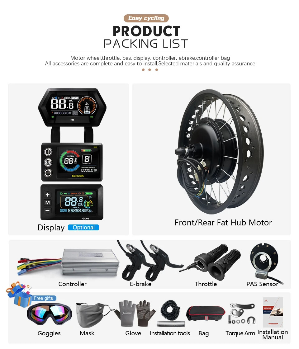 48V 500W 1000W 1500W 3000W 20 26inch Hub Motor for Snow E-bike Conversion Kit