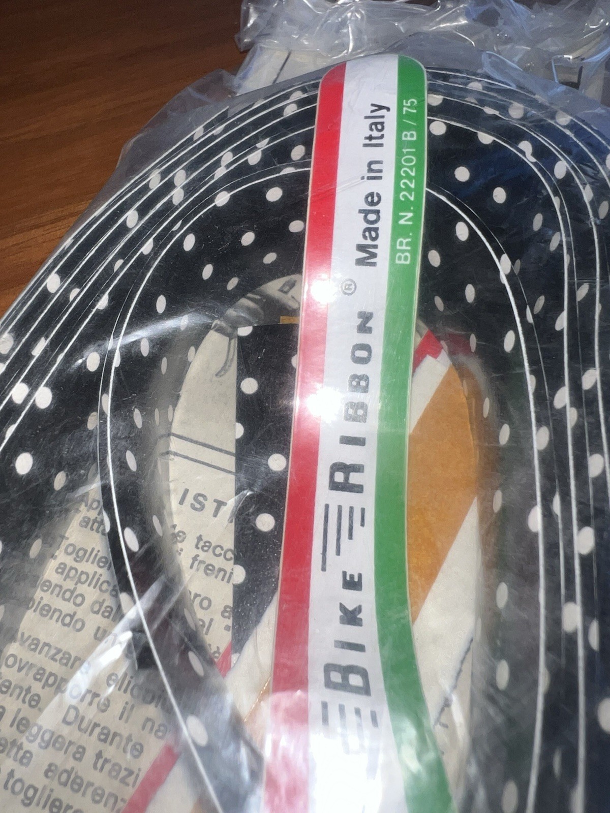 NEW/NOS Vintage Ambrosio Bike Ribbon Handlebar Tape – Black/White Polka Dot