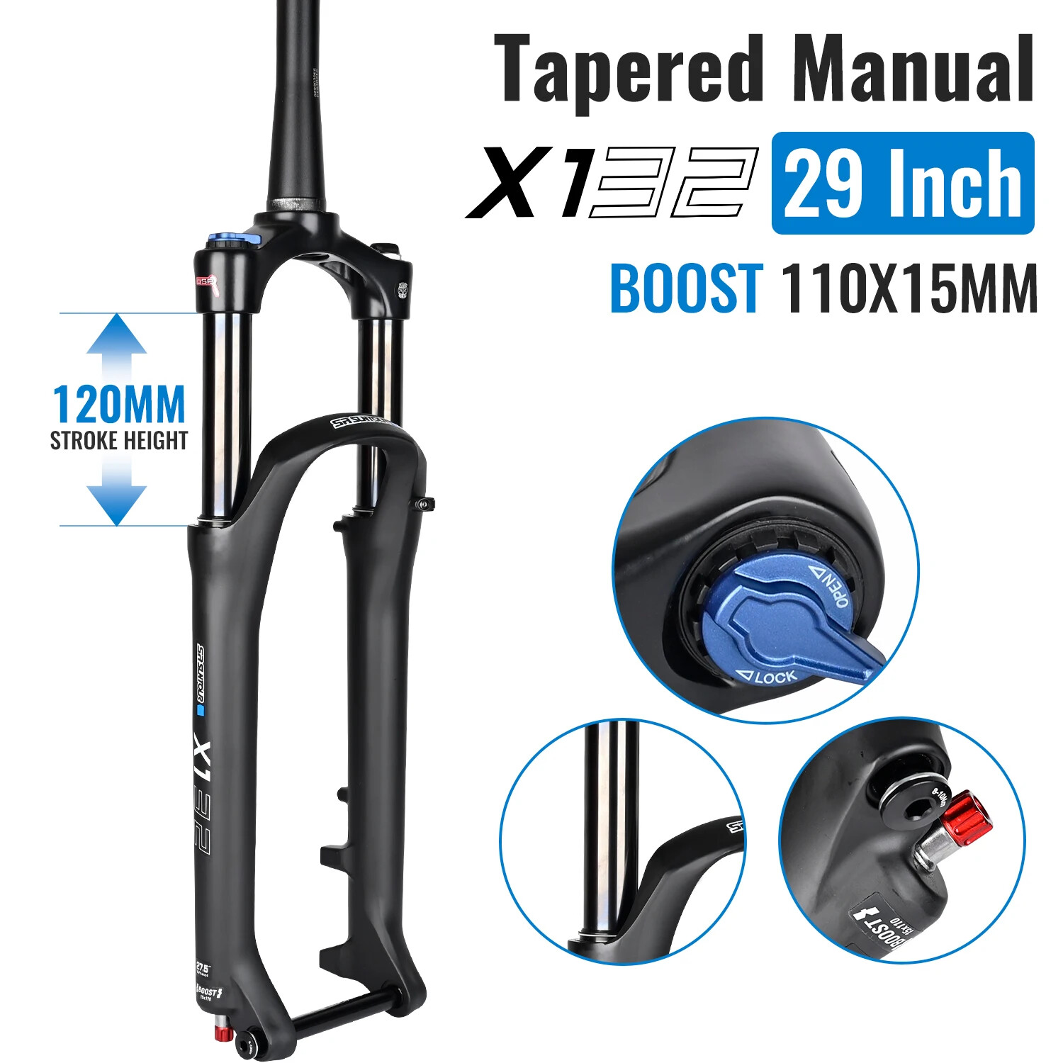 27.5 29″ Mountain Bike Oil Spring Suspension Fork QR BOOST 120MM Travel Froks