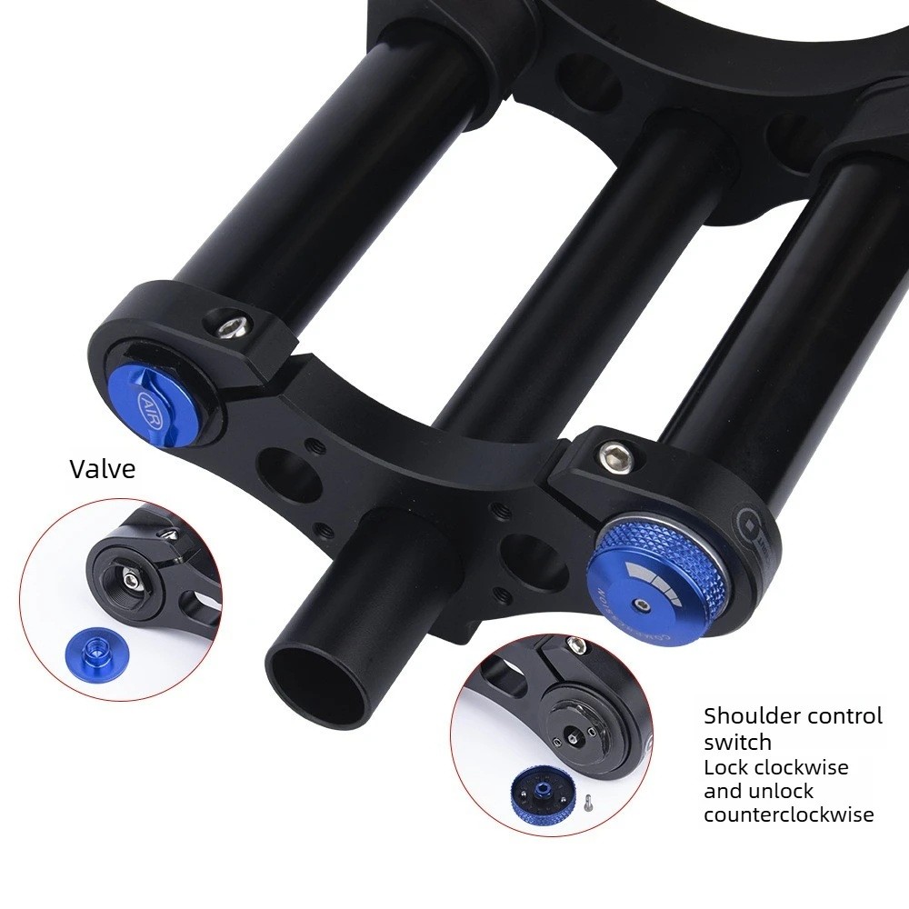 Mountain Bike Front Fork Dual Shoulder Thru-Axle Air Fork 180mm Travel