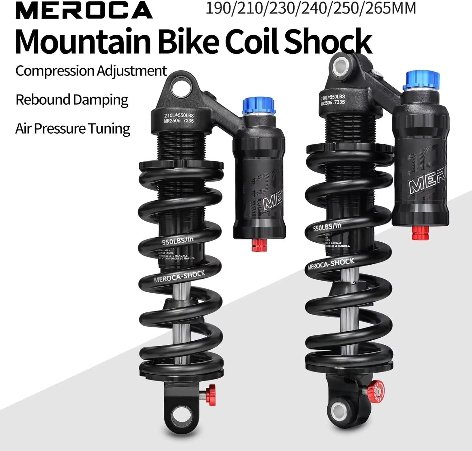 Adjustable Air Spring Coil Over Shock Absorber 190-265mm 550LBS