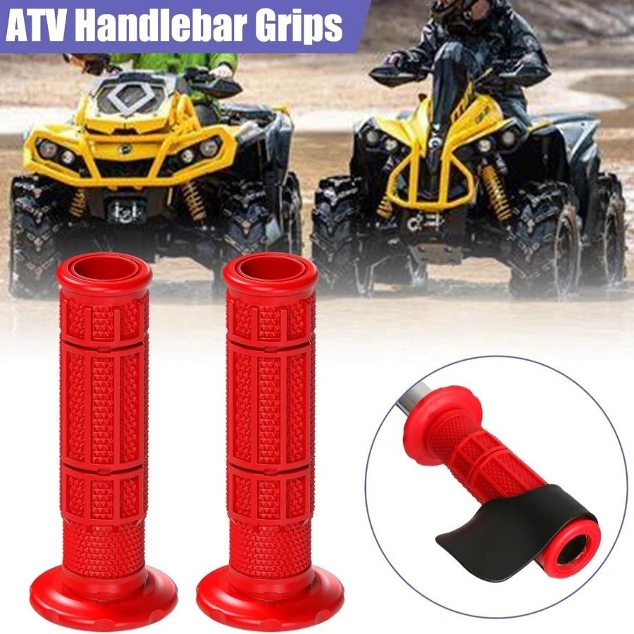 7/8 Handlebar Grips Rubber ATV Handle Grips Replacement for 350 420-red