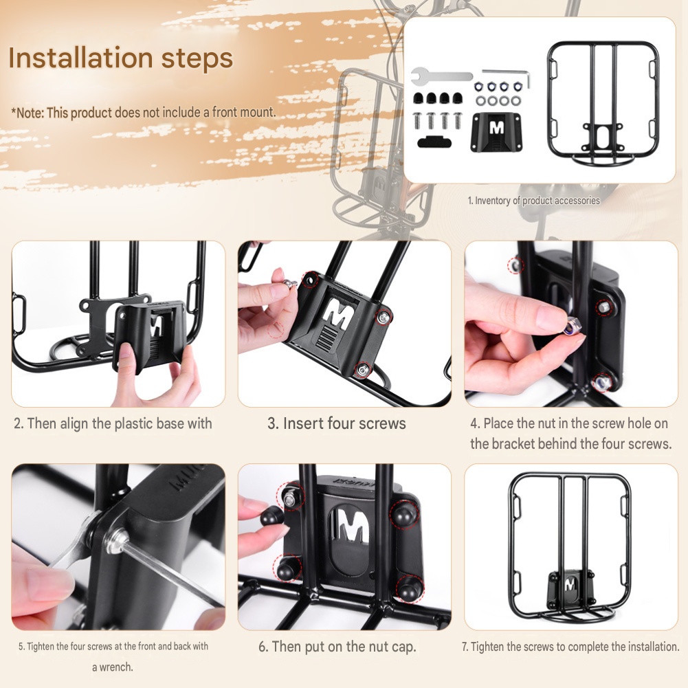 Front Mount Aluminum Rack for Folding Bikes Quick Release No Tools Needed