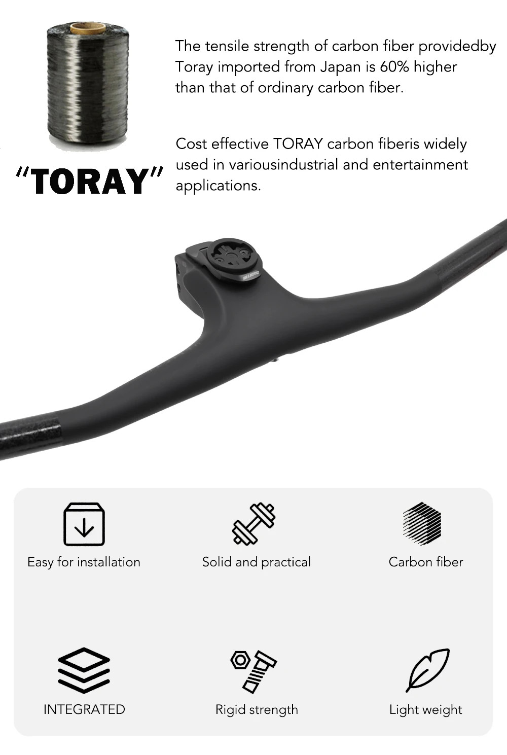 Full Carbon Fiber Mountain Bike Integrated Cockpit -30 Degree Internal Cable