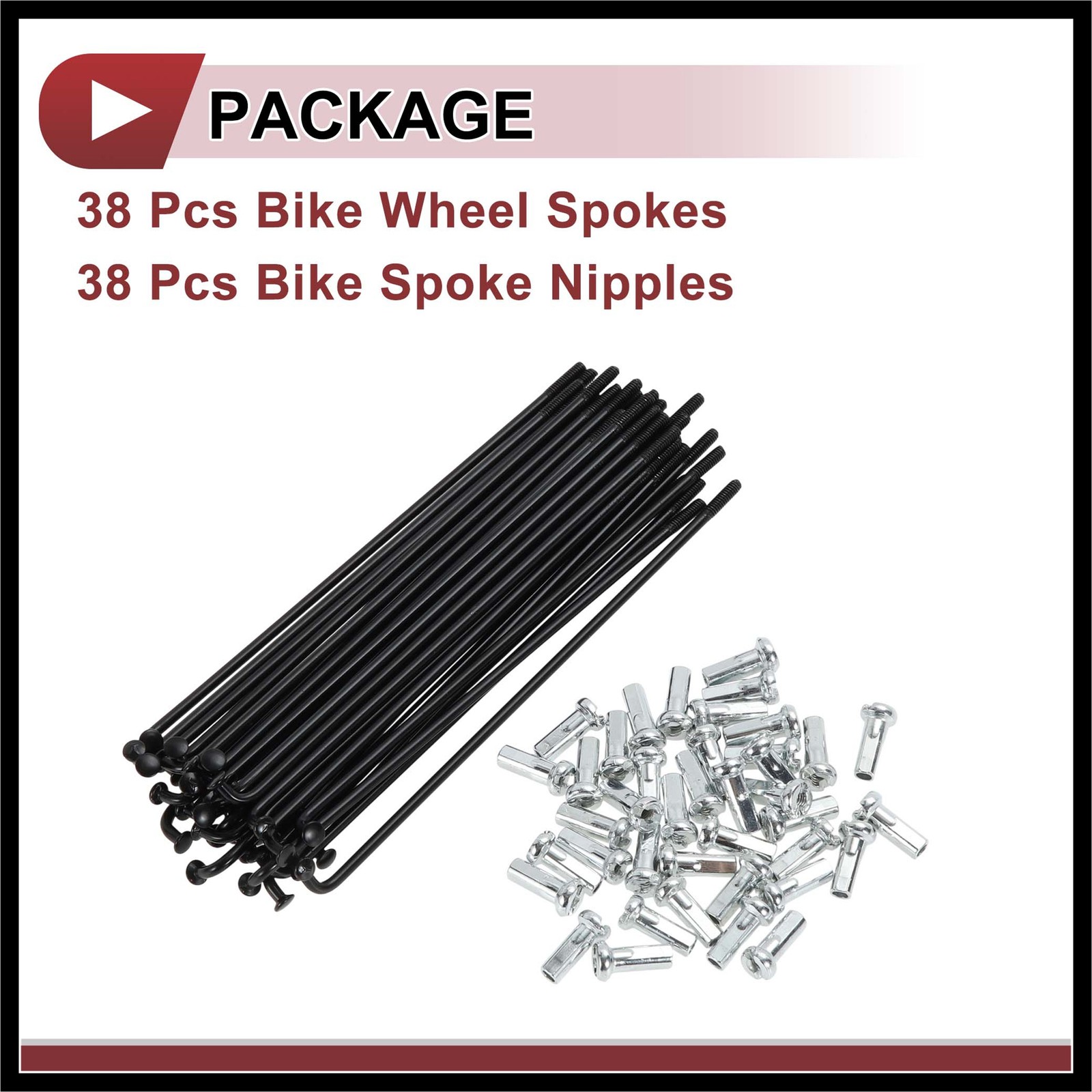 38 Set 14G Bicycle Spoke 100mm Bike Wheel Spoke Carbon Steel