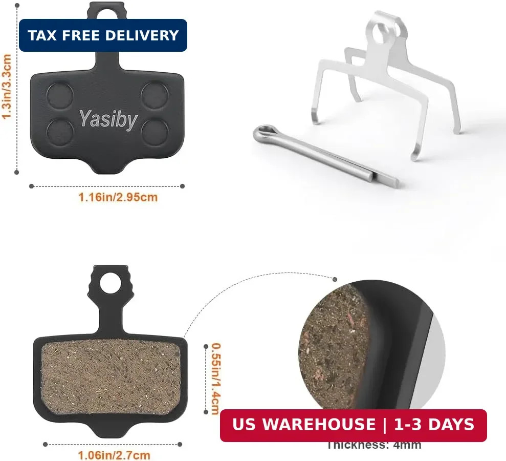 Bike Brake Pads, 4 Pairs Disc Brake Pads High-Performance with Installation Tool